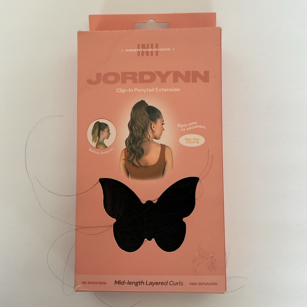 Jordyn INH Clip In Medium Length Ponytail Extension Dark Brown NWT